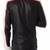 men's white black lambskin leather jacket- asymmetrical zipper & waist belt style