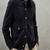 men's navy blue suede lambskin leather  jacket-2 envelope pocket & snap button style