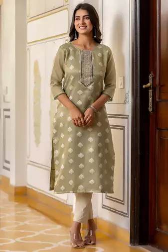pear fancy silk blend kurta set