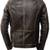 Men's brown genuine lambskin rub off leather jacket-asymmetrical zipper & snap button & style