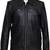 Men's black genuine lambskin leather jacket-straight zipper biker style