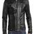 Men's black genuine lambskin leather jacket asymmetrica zipper & waist belt style