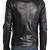 Men's black genuine lambskin leather jacket asymmetrica zipper & waist belt style