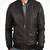 Men's brown genuine lambskin leatherjacket - straight zipper & ribbed cuff  style