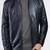 Men's black  genuine lambskin leather jacket - straight zipper & café racer biker style
