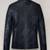 Men's black  genuine lambskin leather jacket - straight zipper & café racer biker style