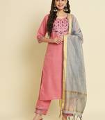 pink fancy silk blend kurta set