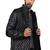 Men's black genuin lambskin leather quilted jacket & café racer collar biker style