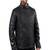 Men's black genuin lambskin leather quilted jacket & café racer collar biker style