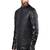 Men's black genuin lambskin leather quilted jacket & café racer collar biker style
