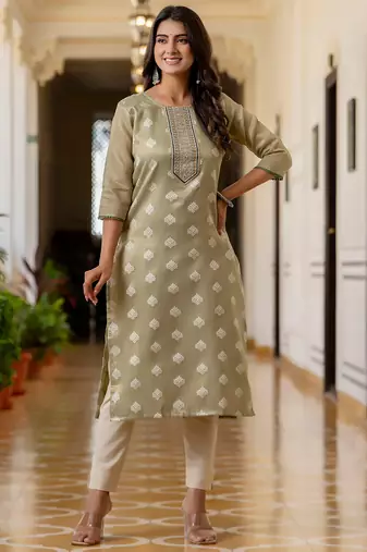 pear fancy silk blend kurta set
