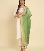 white fancy silk blend kurta set
