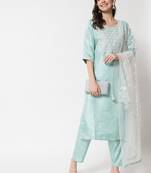 sky-blue fancy silk blend kurta set