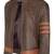 Men's brown & orange lambskin leather jacket-café racer collar biker style