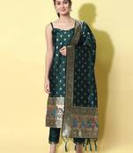 green fancy cotton silk kurta set