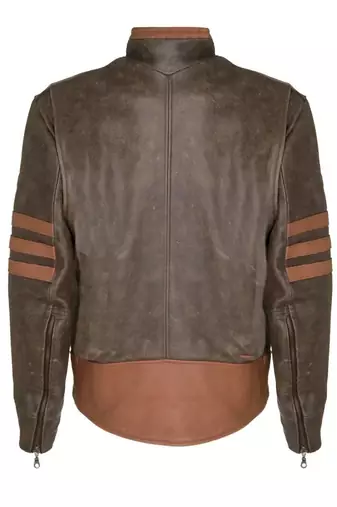 Men's brown & orange lambskin leather jacket-café racer collar biker style