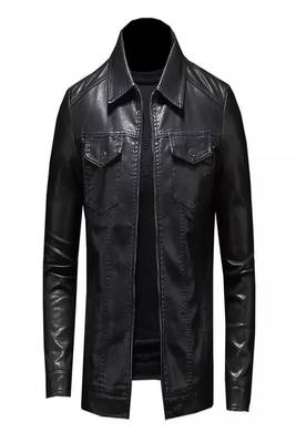 Men's black lambskin leather jacket- straight zipper & 2 pocket biker style 1