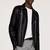 Men's black  lambskin leather jacket- straight zipper & ridded cuff biker style