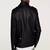 Men's black  lambskin leather jacket- straight zipper & ridded cuff biker style