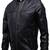 Men's white lambskin leather jacket-black strip & ribb cuff style