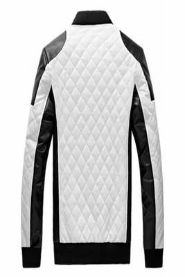 Men's white black quilted lambskin leather jacket ribb neck style 2