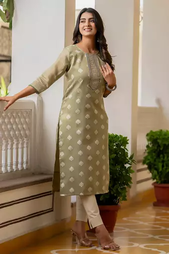 pear fancy silk blend kurta set