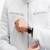 Men's white lambskin leather jacket- quilted shoulder & zipper feather