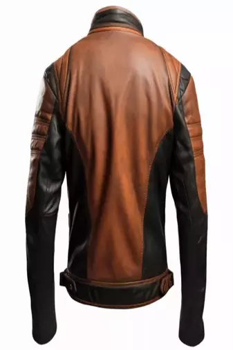 Mens genuine brown 2 color design leather jacket pure lambskin
