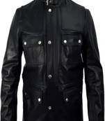 Men's brown lambskin leather jacket- zipper & envelope detail
