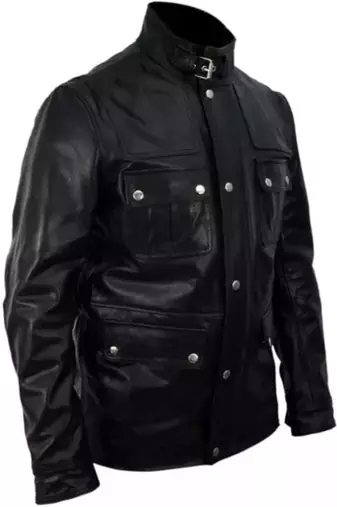 Men's brown lambskin leather jacket- zipper & envelope detail
