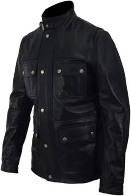 Men's brown lambskin leather jacket- zipper & envelope detail 4