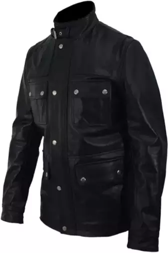 Men's brown lambskin leather jacket- zipper & envelope detail