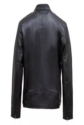 Men's black lambskin leather jacket elegent  detail 2