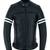 Men's black lambskin leather jacket white strip moto jacket