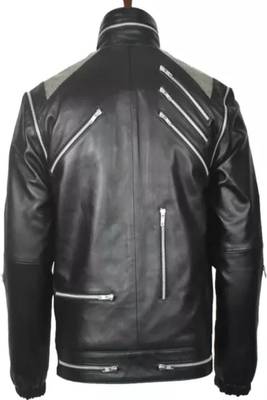 Men's burgundy lambskin leather zippers  pocket &snap button style 2