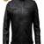 Men's black lambskin leather jacket-quilted shoulder moto jacket