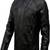 Men's black lambskin leather jacket-quilted shoulder moto jacket
