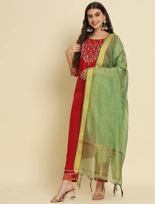maroon fancy silk blend kurta set 2