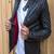 Men's black lambskin leather jacket-quilted shoulder