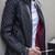 Men's black lambskin leather jacket-quilted shoulder