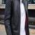 Men's black lambskin leather jacket-quilted shoulder