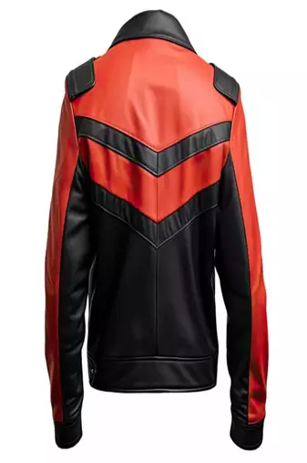 Men's lambskin leather jacket - red & black  zipper style