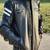 Men's black lambskin leather jacket -quilted shoulder white strip style