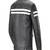 Men's black lambskin leather jacket -quilted shoulder white strip style