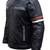 Men's black lambskin leather jacket -quilted shoulder  red white strip style