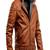 Men's brown  lambskin leather jacket -café racer collar style x-men style