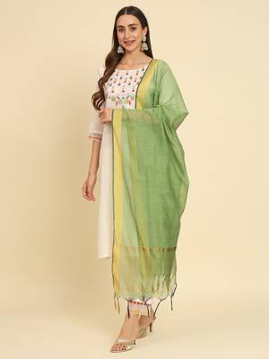 white fancy silk blend kurta set 2