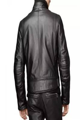 Men's black lambskin leather jacket -café racer 2