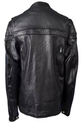 Men's black lambskin leather jacket  2 zip pocket 2