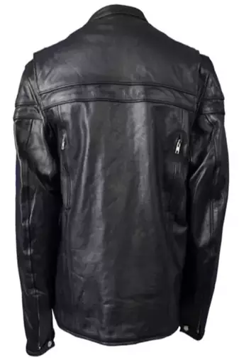 Men's black lambskin leather jacket  2 zip pocket